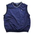 POLO GOLF Ralph Lauren 90年代 ヴィンテージ Vネック プルオーバー スポーツベスト L ネイビー メッシュ 防水  ピステ