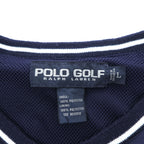 POLO GOLF Ralph Lauren 90年代 ヴィンテージ Vネック プルオーバー スポーツベスト L ネイビー メッシュ 防水  ピステ