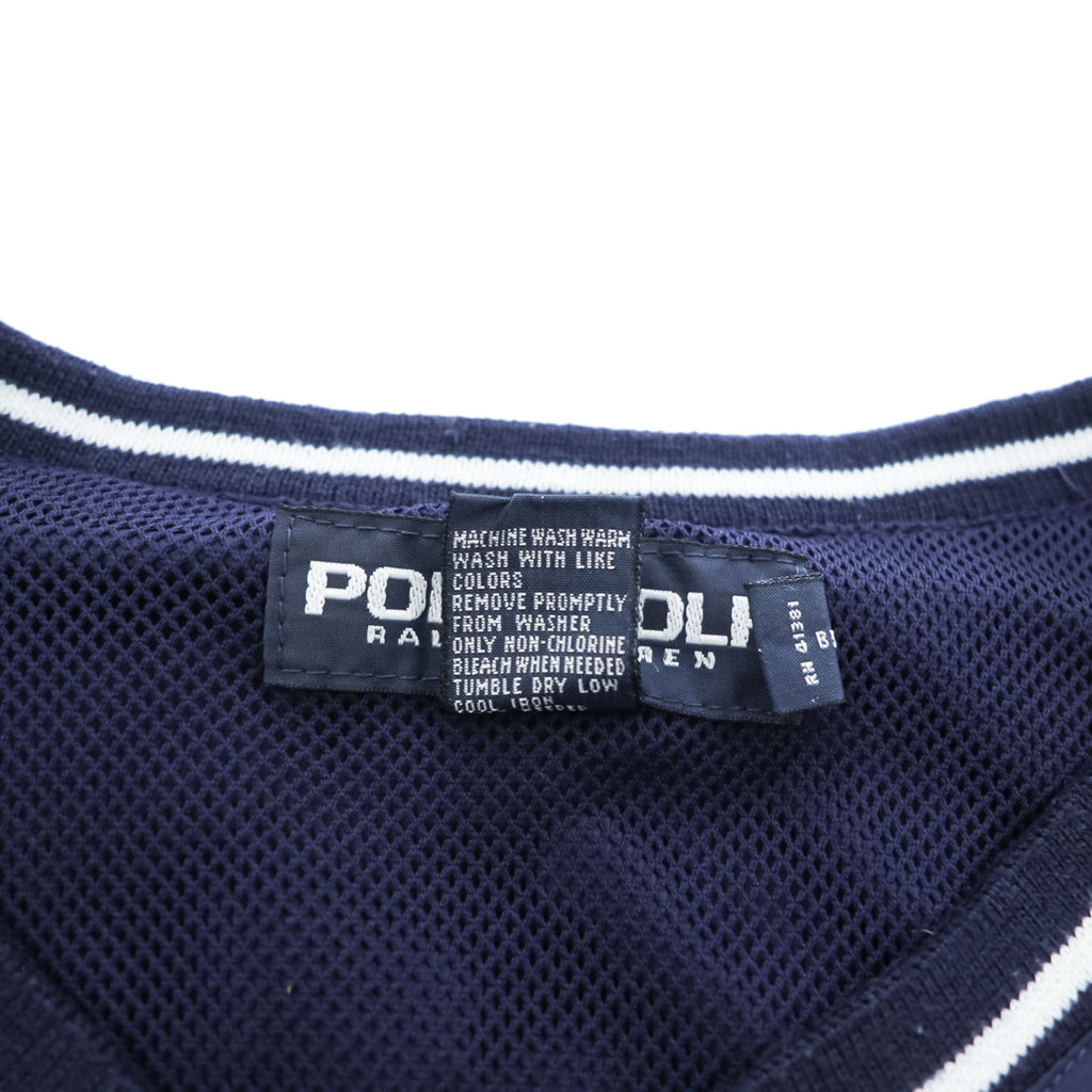 POLO GOLF Ralph Lauren 90年代 ヴィンテージ Vネック プルオーバー スポーツベスト L ネイビー メッシュ 防水  ピステ