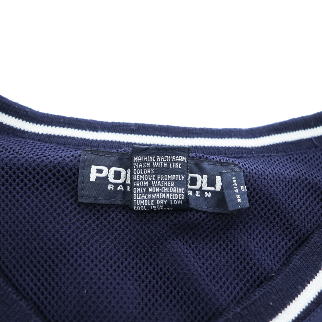 POLO GOLF Ralph Lauren 90年代 ヴィンテージ Vネック プルオーバー スポーツベスト L ネイビー メッシュ 防水  ピステ