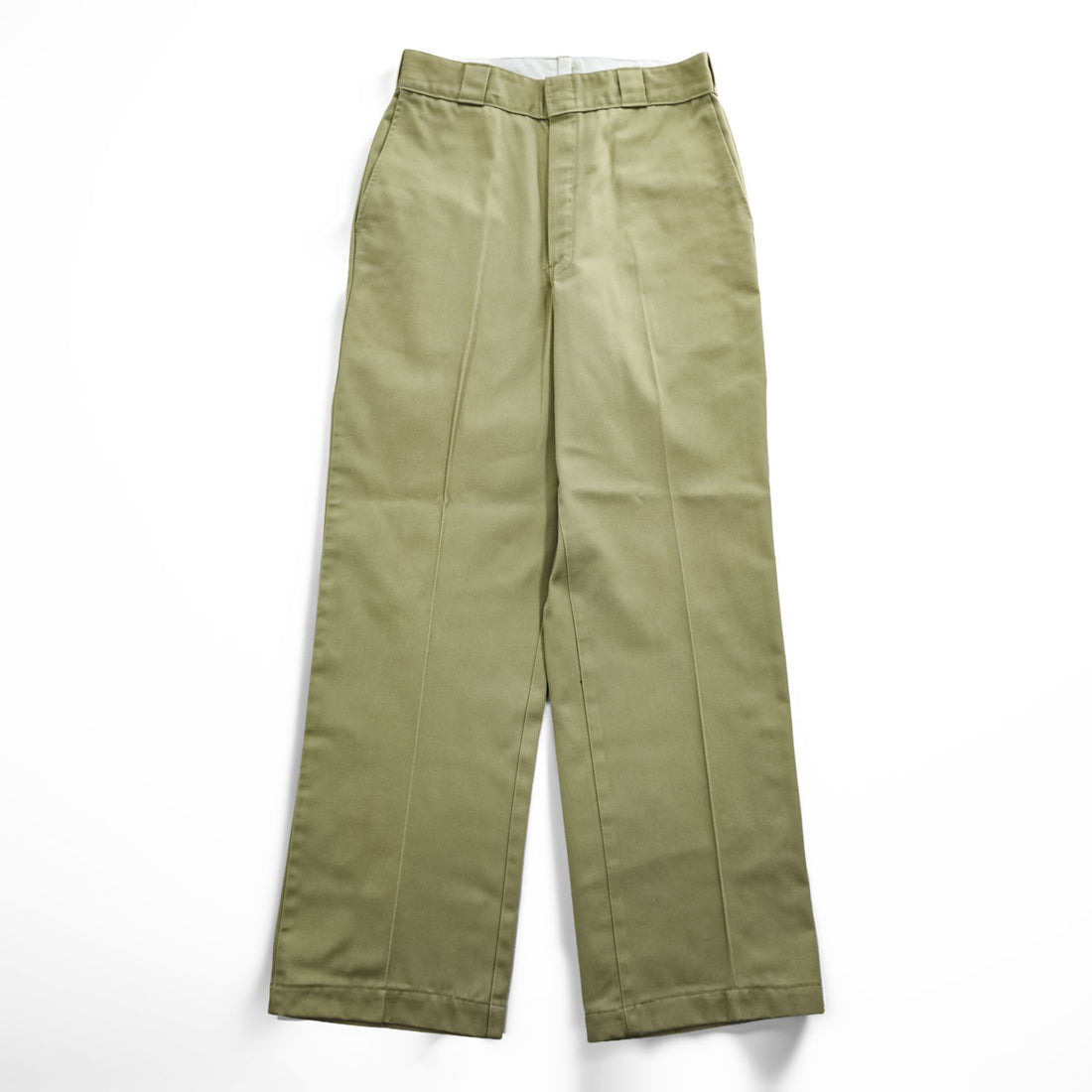 Dickies 80年代 USA製 ヴィンテージ ワークパンツ チノパンツ W32 L34 オリーブ カーキ グリーン 65/35 ツイル センタープレス 白タグ