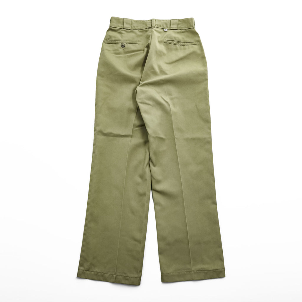Dickies 80年代 USA製 ヴィンテージ ワークパンツ チノパンツ W32 L34 オリーブ カーキ グリーン 65/35 ツイル センタープレス 白タグ
