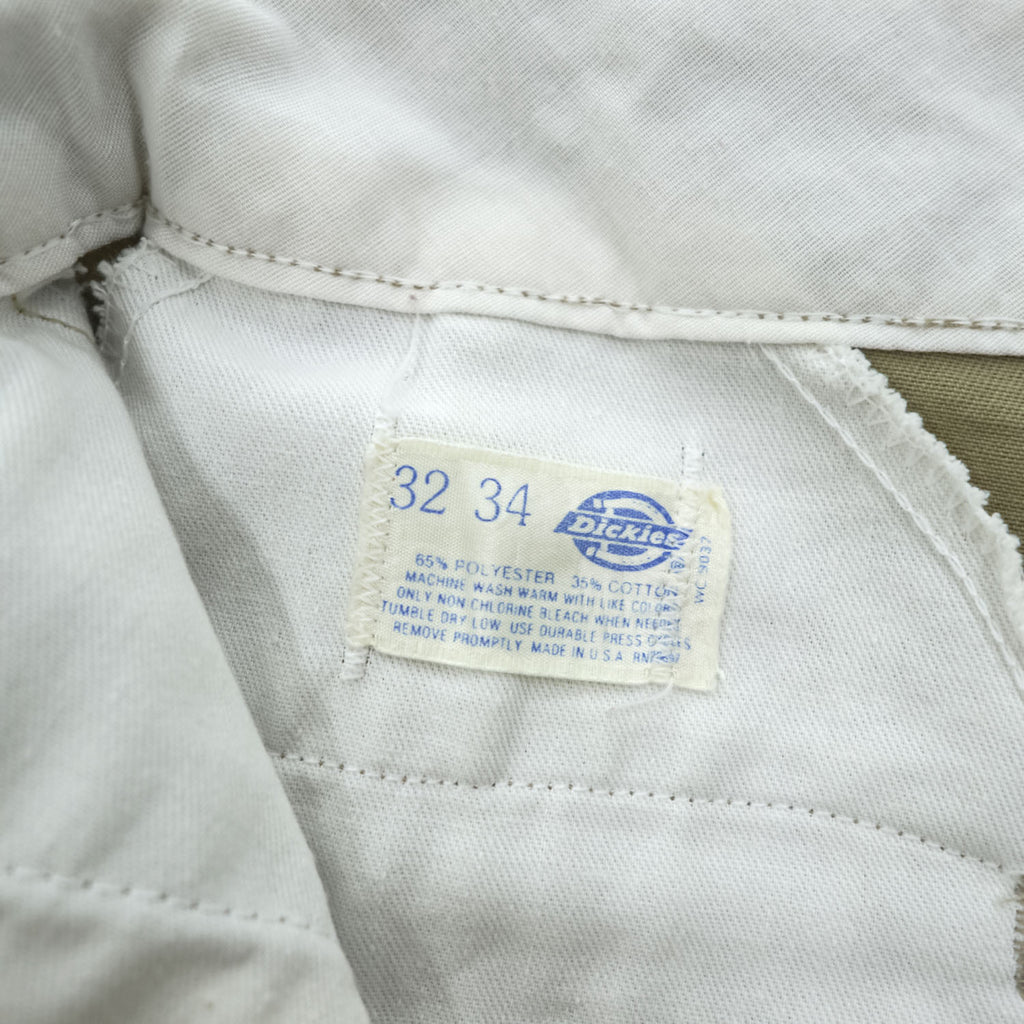 Dickies 80年代 USA製 ヴィンテージ ワークパンツ チノパンツ W32 L34 オリーブ カーキ グリーン 65/35 ツイル センタープレス 白タグ