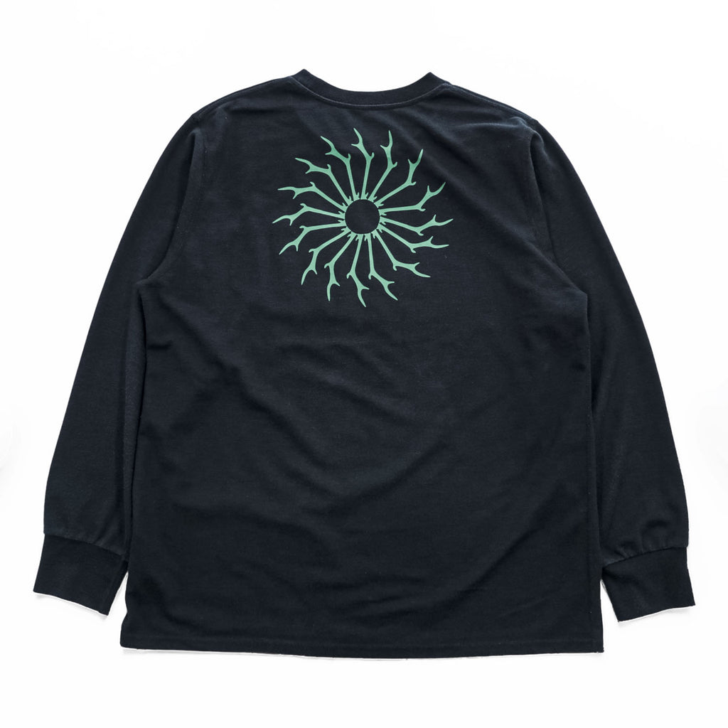 South2 West8 日本製 ロングスリーブ ポケット Tシャツ L/S Round Pocket Tee Circle Horn 長袖 ロンT M ブラック バックプリント PU548