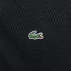 LACOSTE ポロシャツワンピース L ブラック 鹿の子 フルボタン 前開き ロング ワニ刺繍
