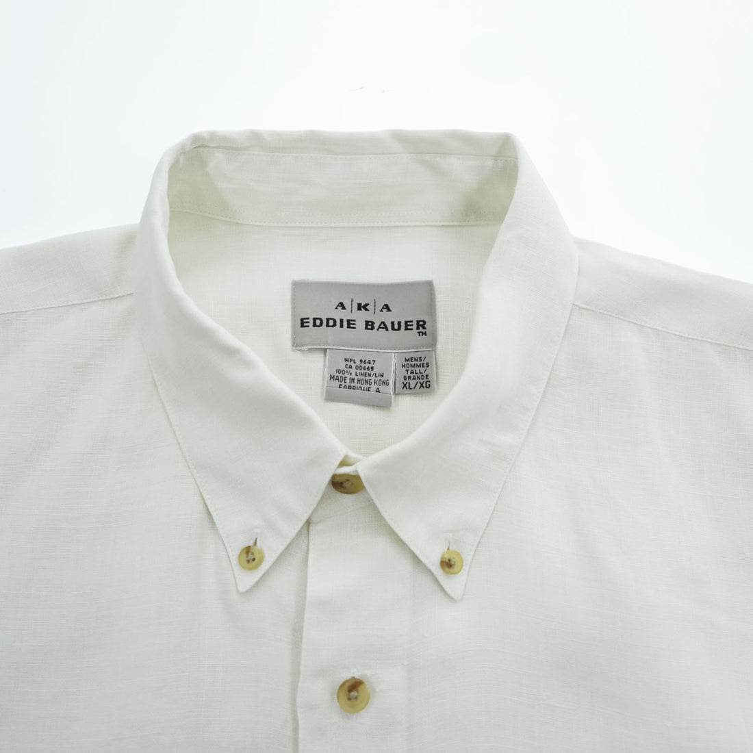 Eddie Bauer 90年代 ヴィンテージ リネン100% 長袖シャツ XL ホワイト 麻 ボタンダウン 胸ポケット