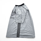 adidas 90年代 銀タグ ヴィンテージ リンガーTシャツ L グレー トレフォイルロゴ プリント サイドライン