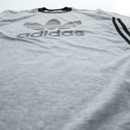 adidas 90年代 銀タグ ヴィンテージ リンガーTシャツ L グレー トレフォイルロゴ プリント サイドライン