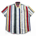CHAPS Ralph Lauren 90年代 ヴィンテージ マルチカラー ストライプ 半袖シャツ L ボタンダウン ポケット