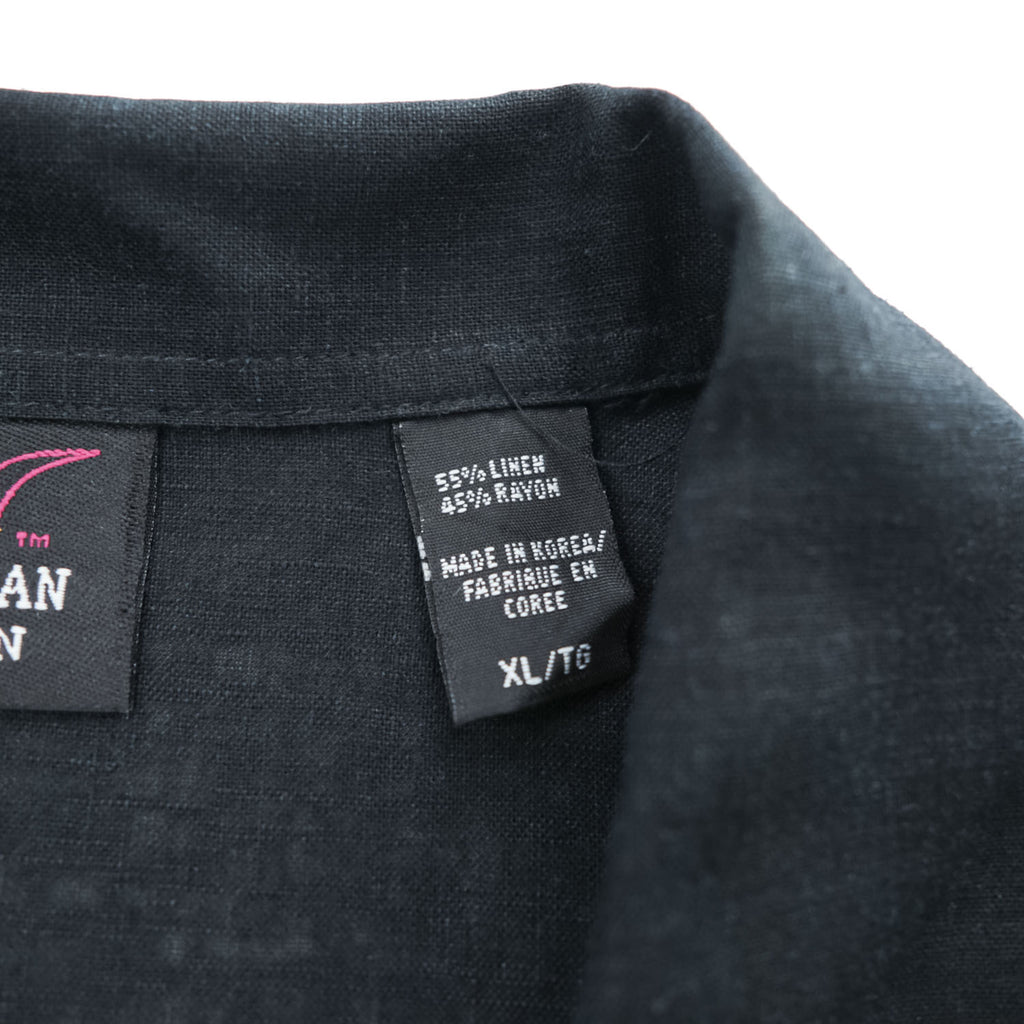 90年代 ヴィンテージ リネン オープンカラー 半袖シャツ GREG NORMAN XL ブラック 開襟 麻