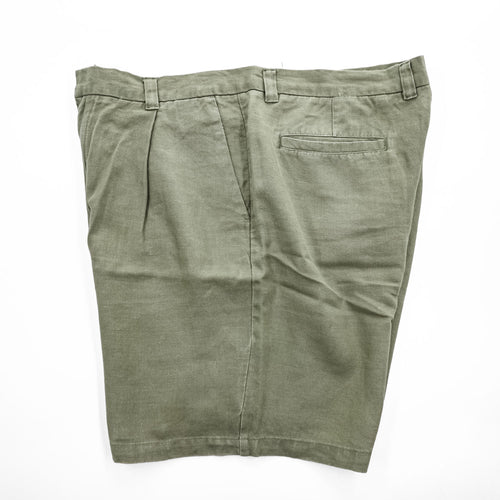BRANDINI リネンショーツ 麻100% ショートパンツ ハーフパンツ L ベージュ タック プリーツ