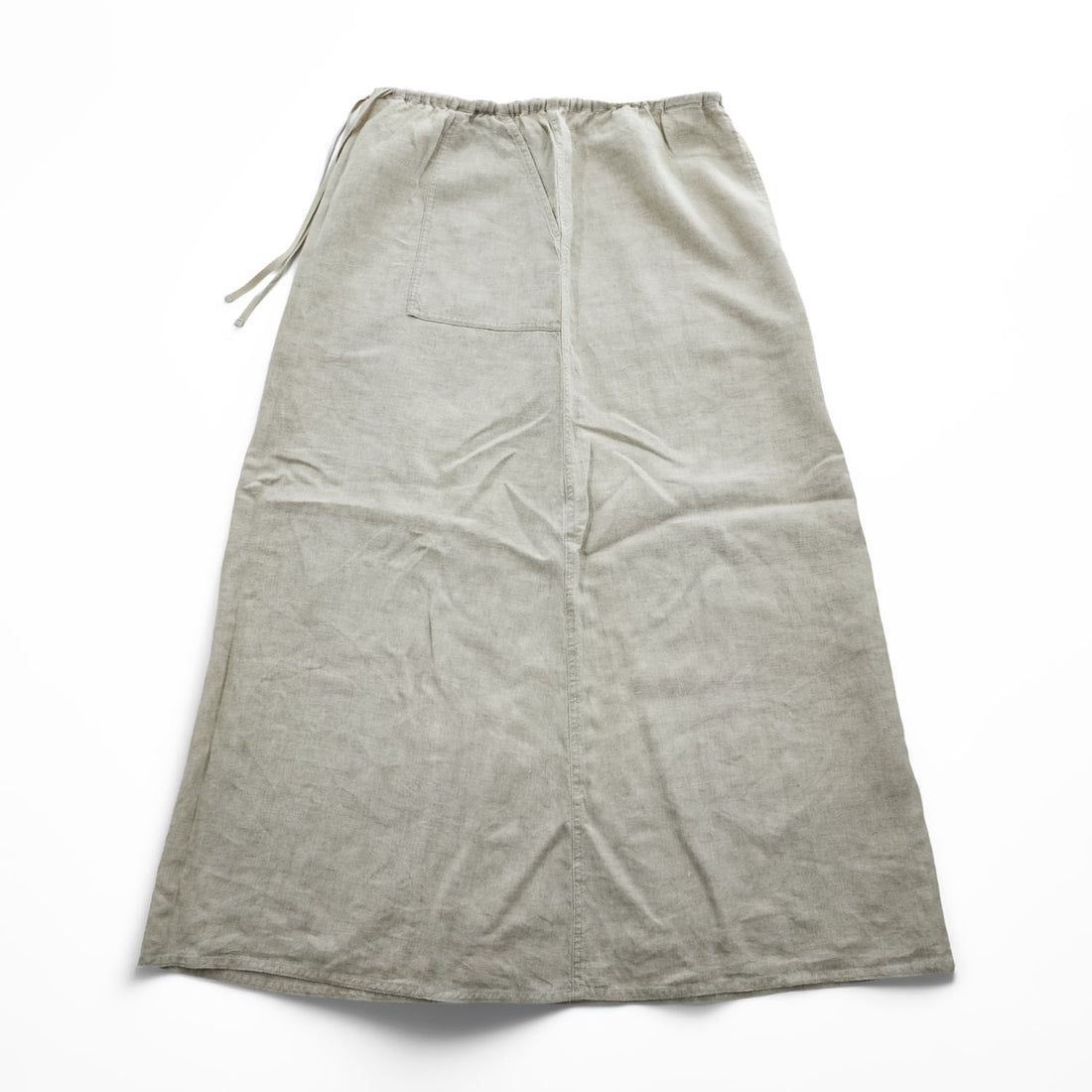 Eddie Bauer リネン ロングスカート L ナチュラル ベージュ 麻100% フレア ドローコード 6425