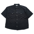 90年代 ヴィンテージ リネン 半袖シャツ SOUTHERN MANNERMODE 麻 XL ブラック ワイド 短丈 オーバーサイズ