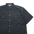 90年代 ヴィンテージ リネン 半袖シャツ SOUTHERN MANNERMODE 麻 XL ブラック ワイド 短丈 オーバーサイズ