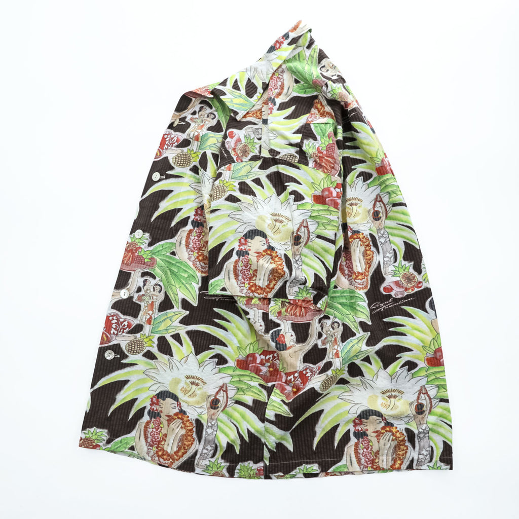 SUN SURF アロハシャツ ROYAL HAWAIIAN 半袖 オープンカラーシャツ L 50年代 実名復刻 SPECIAL EDITION シアサッカー 開襟