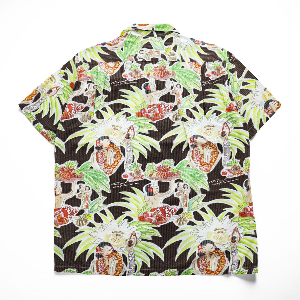 SUN SURF アロハシャツ ROYAL HAWAIIAN 半袖 オープンカラーシャツ L 50年代 実名復刻 SPECIAL EDITION シアサッカー 開襟