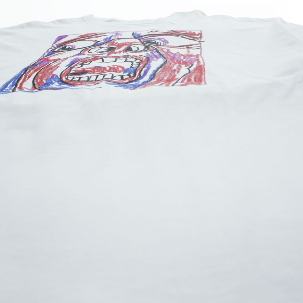 KRAYON GANG King Crimson SCHIZOID MAN Graphic T-Shirt White Cotton Mens XL Crayon Art Tee