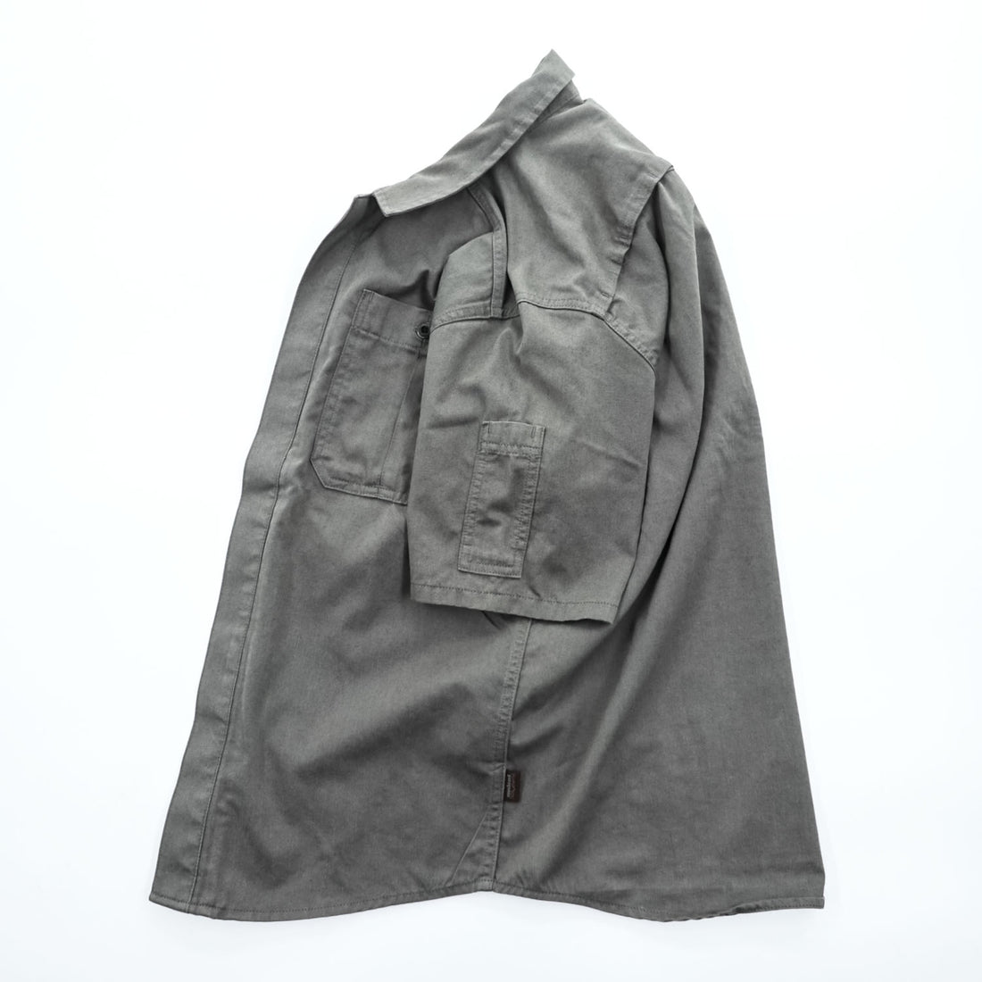 Patagonia ショップシャツ 半袖 ワークシャツ S グレー ヘンプ オーガニックコットン 比翼 オープンカラー 開襟 53295