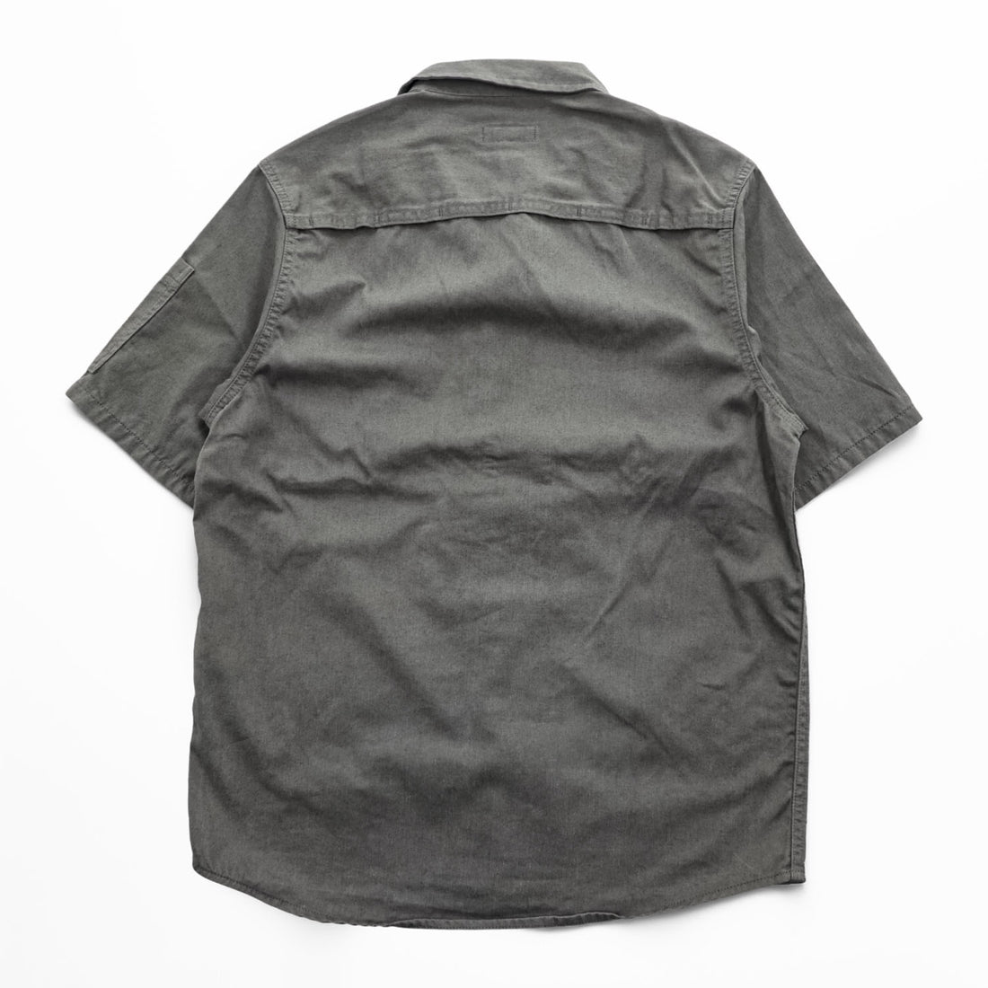 Patagonia ショップシャツ 半袖 ワークシャツ S グレー ヘンプ オーガニックコットン 比翼 オープンカラー 開襟 53295