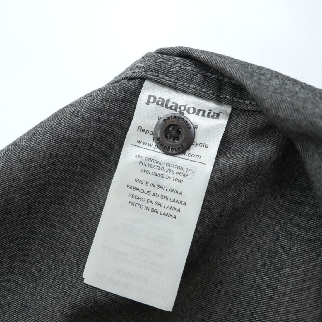 Patagonia ショップシャツ 半袖 ワークシャツ S グレー ヘンプ オーガニックコットン 比翼 オープンカラー 開襟 53295