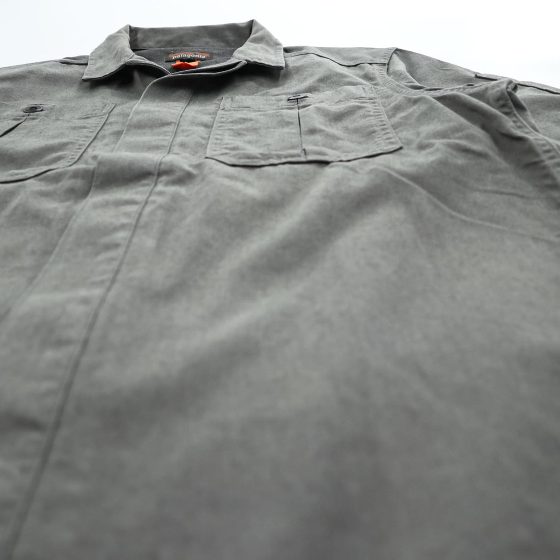 Patagonia ショップシャツ 半袖 ワークシャツ S グレー ヘンプ オーガニックコットン 比翼 オープンカラー 開襟 53295