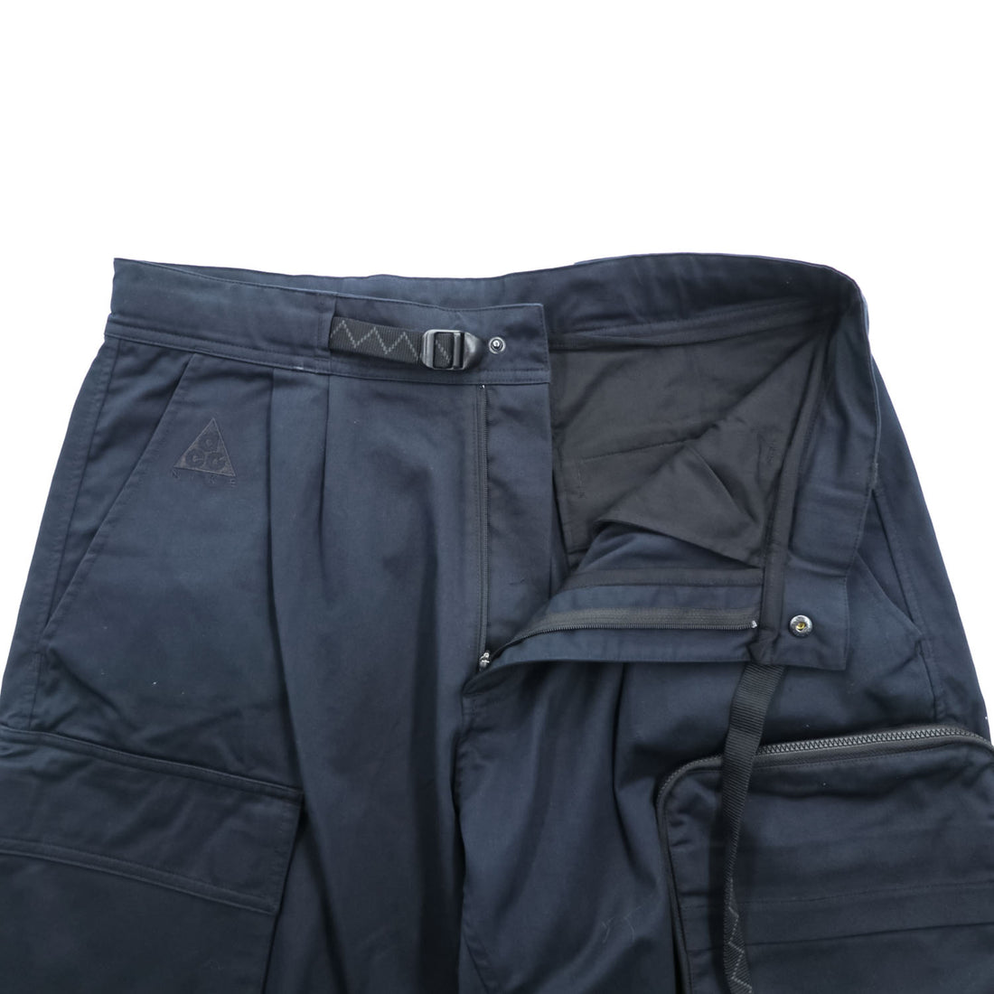 NIKE ACG ウーブンカーゴパンツ WOVEN CARGO PANTS M ネイビー ブラック ストレッチ ワイド マルチポケット ベルト付 CD7646-010