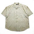 Vintage 90s STRUCTURE 100% Silk Short Sleeve Button Up Shirt Mens XL Sage Beige Solid Shirt
