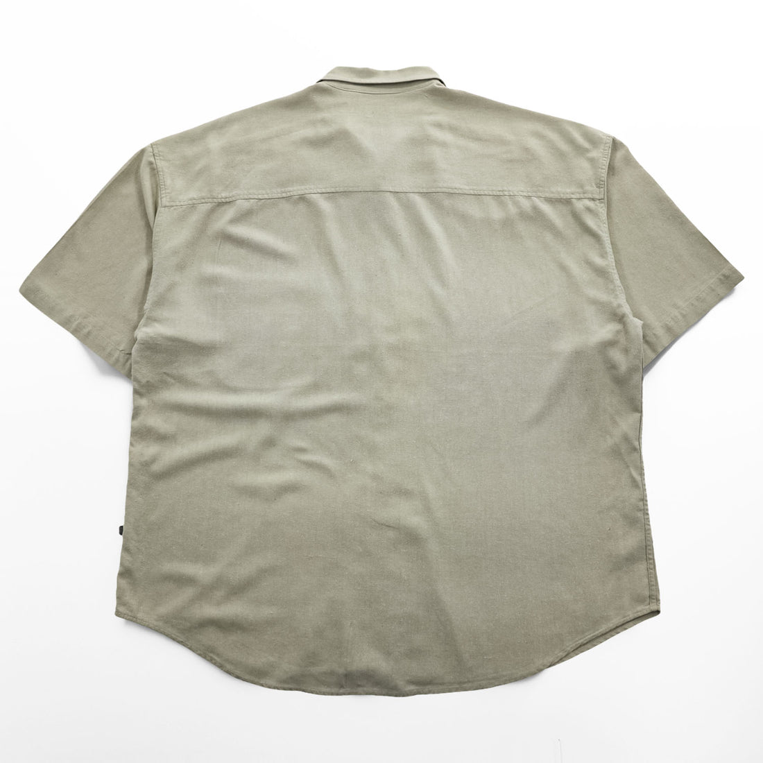 Vintage 90s STRUCTURE 100% Silk Short Sleeve Button Up Shirt Mens XL Sage Beige Solid Shirt