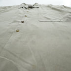 Vintage 90s STRUCTURE 100% Silk Short Sleeve Button Up Shirt Mens XL Sage Beige Solid Shirt