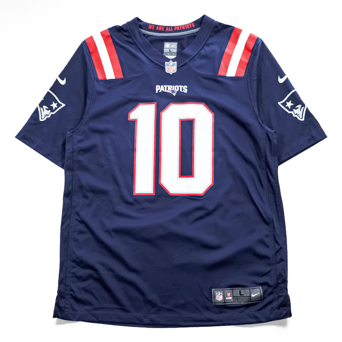 NIKE ゲームシャツ Tシャツ L ネイビー 両面プリント NFL ON FIELD PATRIOTS ナンバリング ユニフォーム