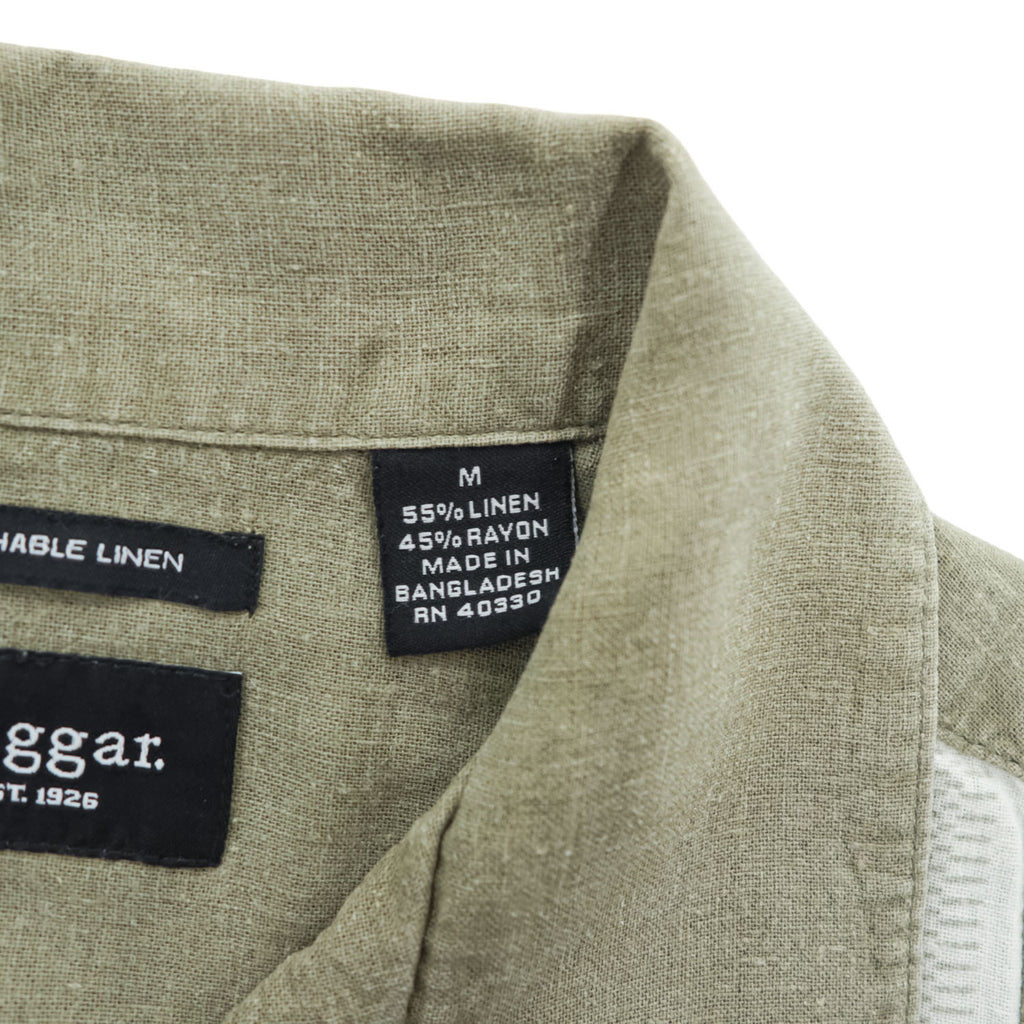 haggar 90年代 ヴィンテージ リネン オープンカラー 半袖シャツ M カーキ グリーン WASHABLE LINEN 開襟 レーヨン 麻