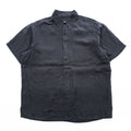 LINEA UOMO リネン100% 半袖シャツ XL ブラック 麻 ボックスシルエット 胸ポケット