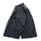 LINEA UOMO リネン100% 半袖シャツ XL ブラック 麻 ボックスシルエット 胸ポケット