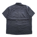 LINEA UOMO リネン100% 半袖シャツ XL ブラック 麻 ボックスシルエット 胸ポケット