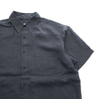 LINEA UOMO リネン100% 半袖シャツ XL ブラック 麻 ボックスシルエット 胸ポケット