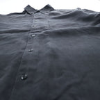 LINEA UOMO リネン100% 半袖シャツ XL ブラック 麻 ボックスシルエット 胸ポケット