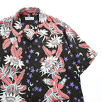Sun Surf SS33325 Night Blooming Cereus Rayon Hawaiian Aloha Shirt Black Stars Moon Floral Made in Japan M