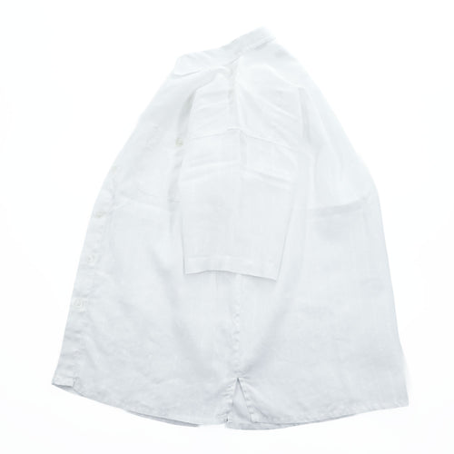 GACHU 100% Linen Short Sleeve Button Up Shirt White Chest Pocket Men’s XL