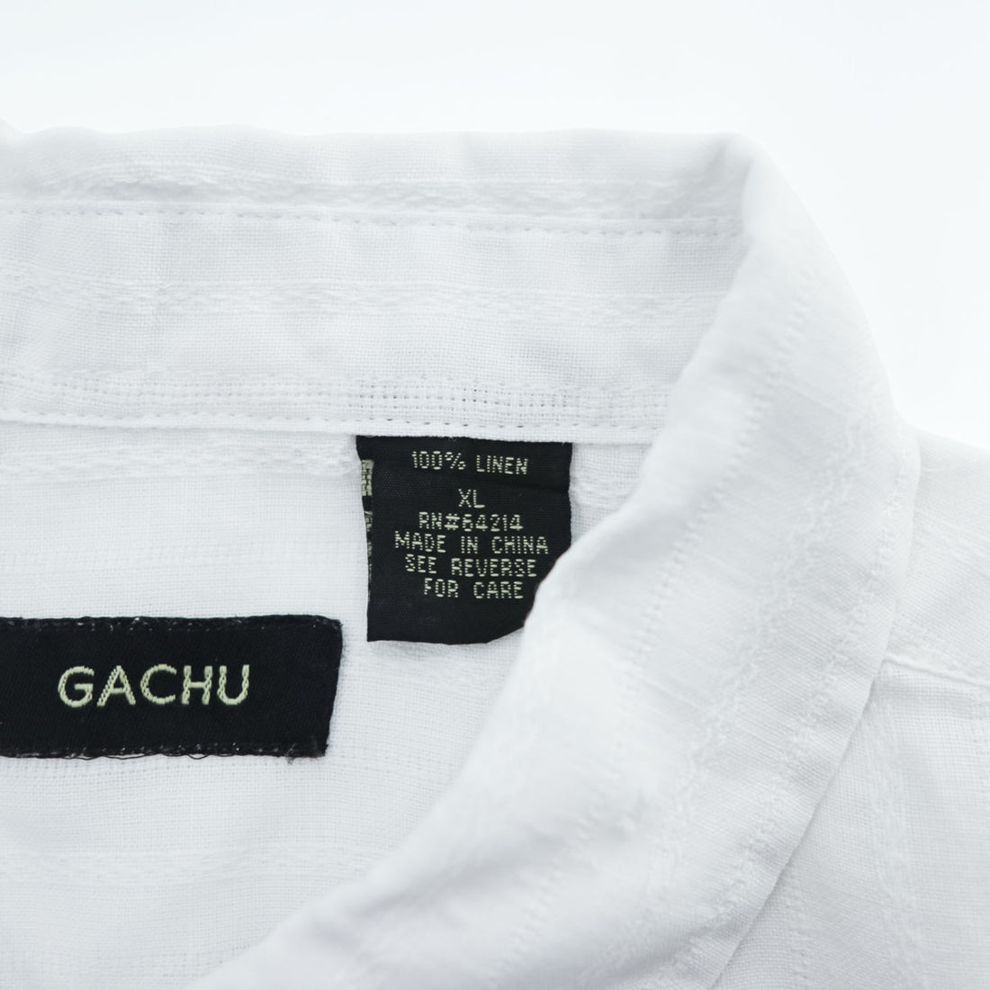 GACHU 100% Linen Short Sleeve Button Up Shirt White Chest Pocket Men’s XL