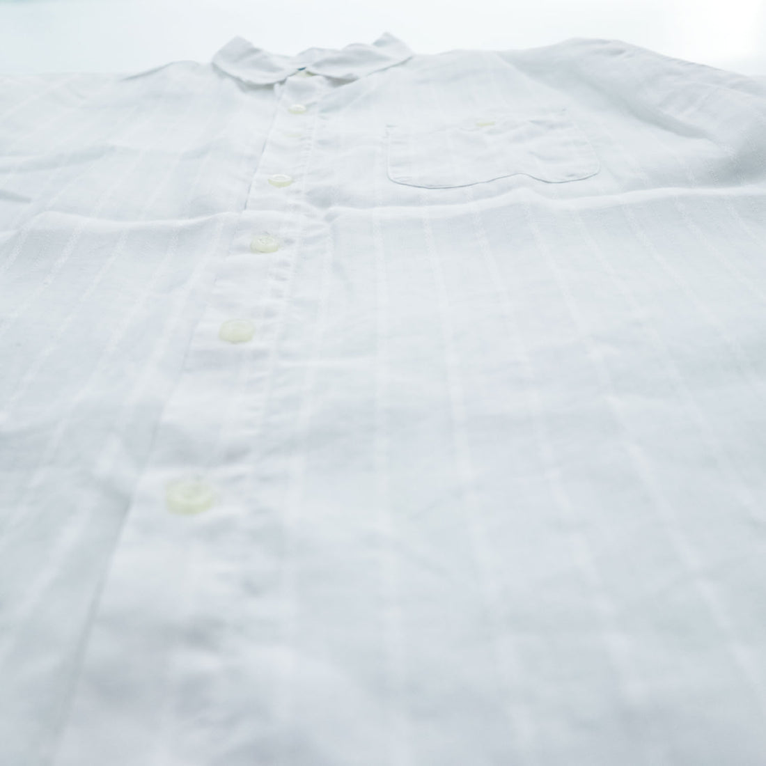 GACHU 100% Linen Short Sleeve Button Up Shirt White Chest Pocket Men’s XL