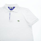 Vintage Lacoste Made in France White Purple Contrast Pique Polo Shirt Crocodile Logo French Lacoste