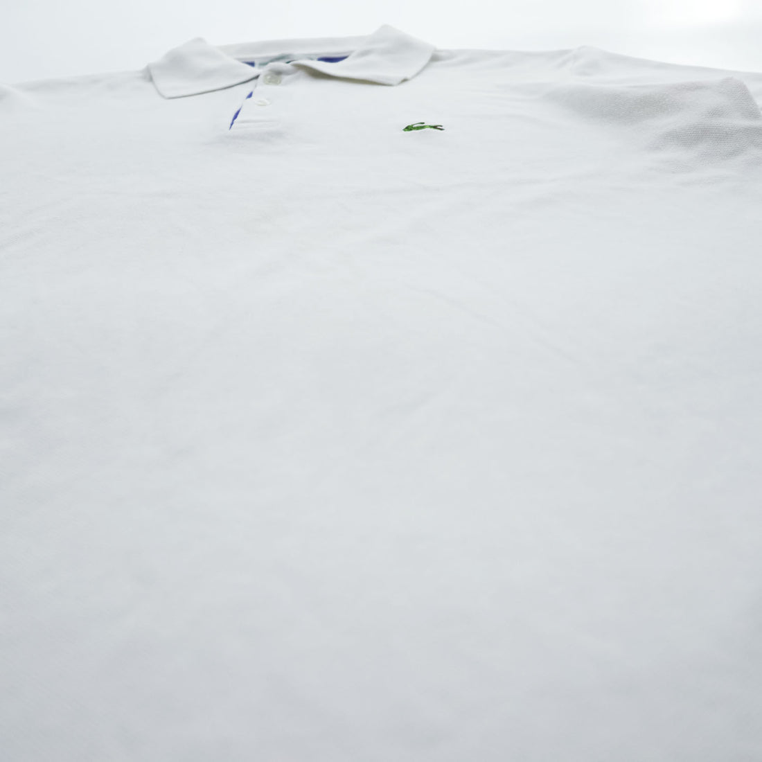Vintage Lacoste Made in France White Purple Contrast Pique Polo Shirt Crocodile Logo French Lacoste