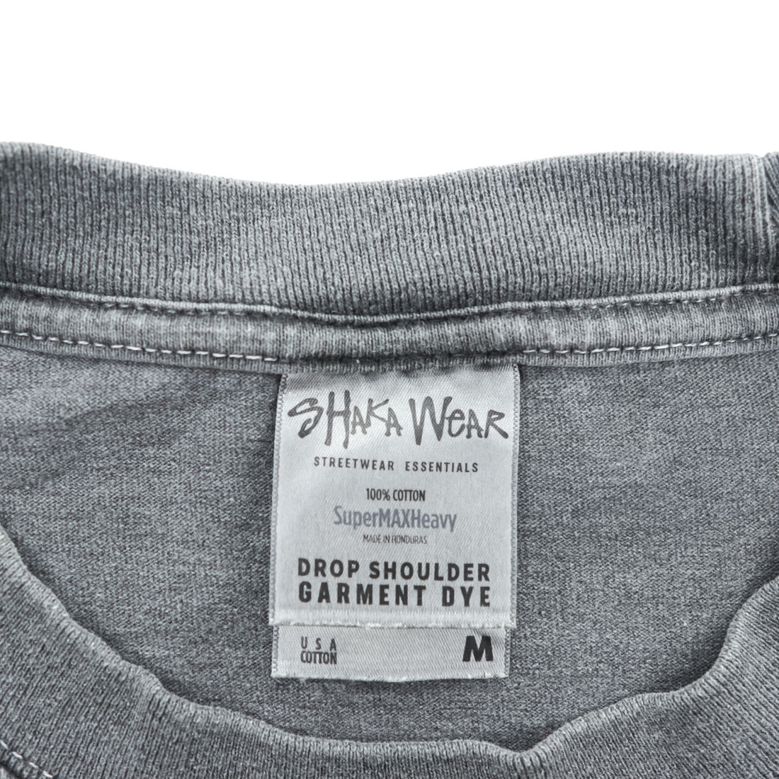 SHAKA ヴィンテージ加工 オーバーサイズ Tシャツ M グレー フェード DROP SHOULDER GARMENT DYE SUPER MAX HEAVY