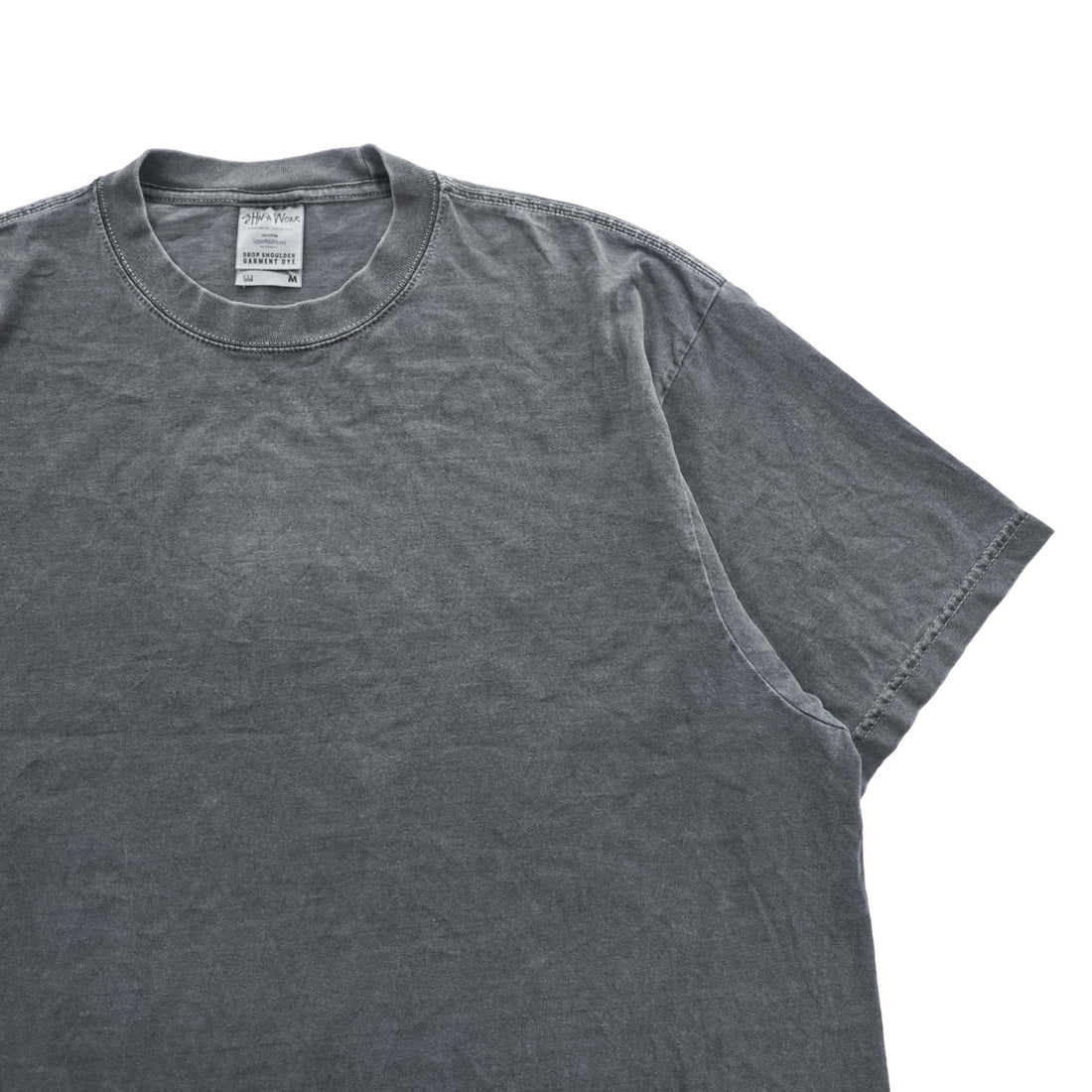 SHAKA ヴィンテージ加工 オーバーサイズ Tシャツ M グレー フェード DROP SHOULDER GARMENT DYE SUPER MAX HEAVY