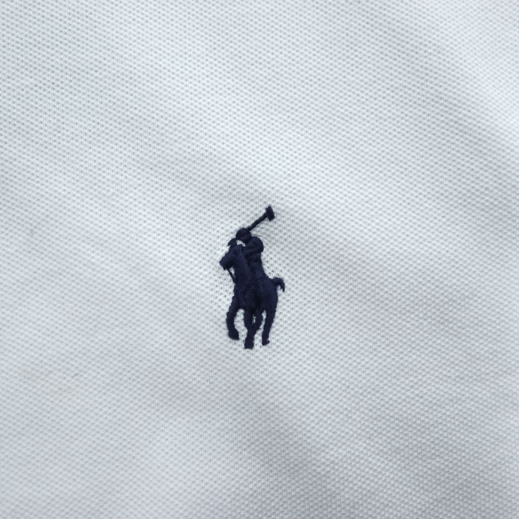 Polo Ralph Lauren ポロシャツ L ホワイト スモールポニー ロゴ 刺繍 CUSTOM SLIM FIT 鹿の子