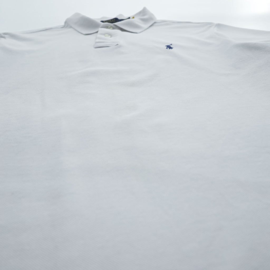 Polo Ralph Lauren ポロシャツ L ホワイト スモールポニー ロゴ 刺繍 CUSTOM SLIM FIT 鹿の子