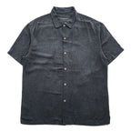 TOMMY BAHAMA アロハシャツ 100%シルク 半袖シャツ XL ブラック ボタニカル ジャガード