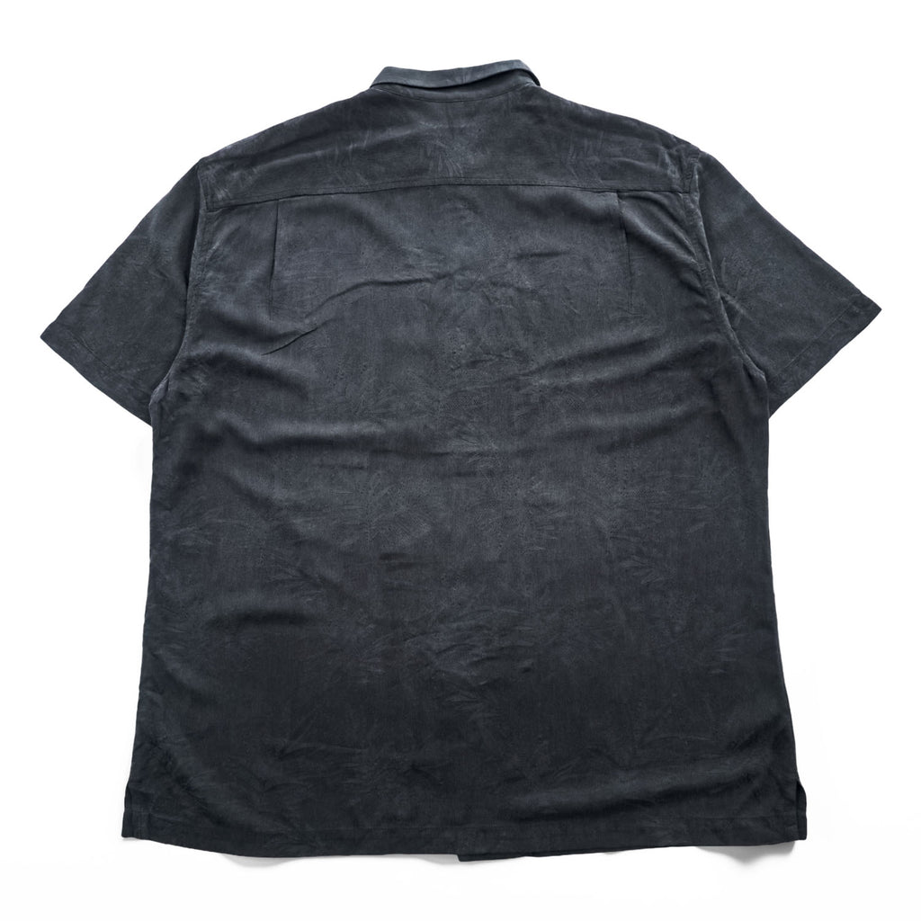 TOMMY BAHAMA アロハシャツ 100%シルク 半袖シャツ XL ブラック ボタニカル ジャガード