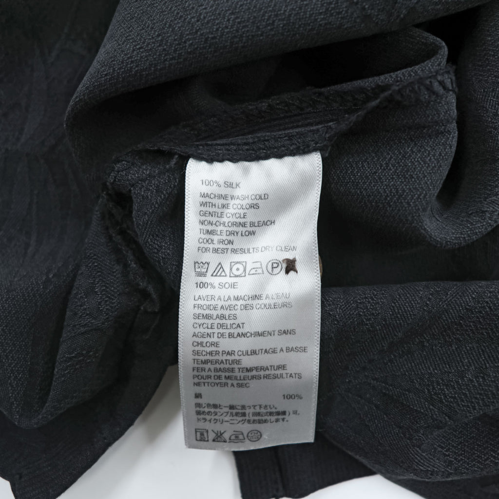 TOMMY BAHAMA アロハシャツ 100%シルク 半袖シャツ XL ブラック ボタニカル ジャガード
