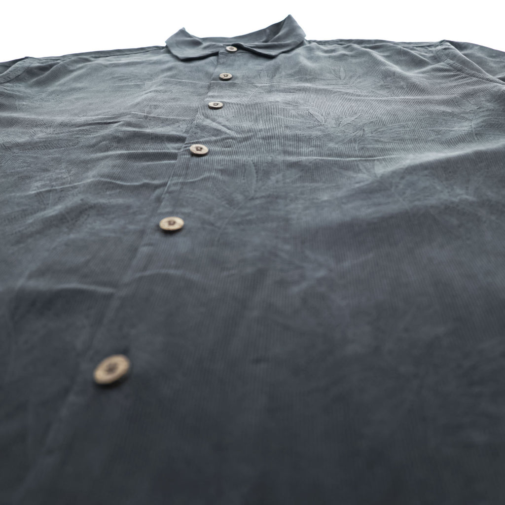 TOMMY BAHAMA アロハシャツ 100%シルク 半袖シャツ XL ブラック ボタニカル ジャガード